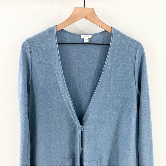 J. Jill Snap Front Cashmere Blend Cardigan Blue Size XS - Picture 2 of 5